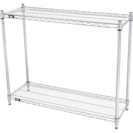Global Industrial Nexel 2 Shelf, Stainless Steel Wire Shelving Unit, Starter, 42"W x 14"D x 34"H B3149605