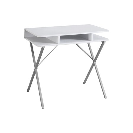 Homeroots 32" White and Silver Computer Desk 333371