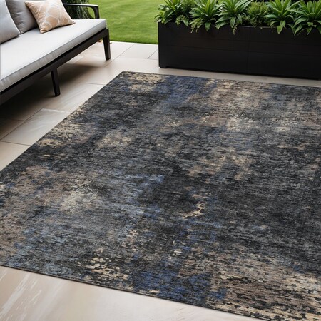 Homeroots 5' X 8' Charcoal Gray And Silver Abstract Washable Indoor Outdoor Area Rug 587891