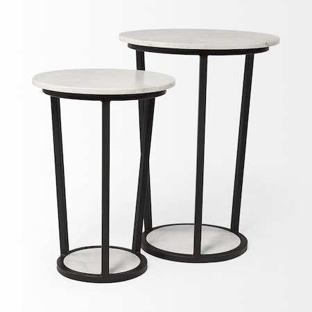 Homeroots 25" Black And White Marble End Table 380684