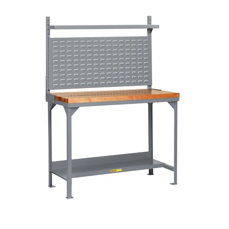 Little Giant Heavy-Duty Butcher Block Packaging Table with Louvered Panel & Shelf WSJ2-2448-36-WLP-SHLF