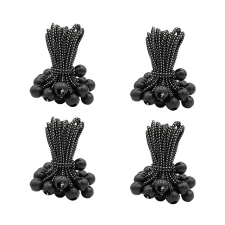Mytee Products 100 Pcs 6in Ball Bungee Loop Cords for Tarp Tie Down for Canopy, Camping, Cargo, 4PK BUNGEE-BALL6x4