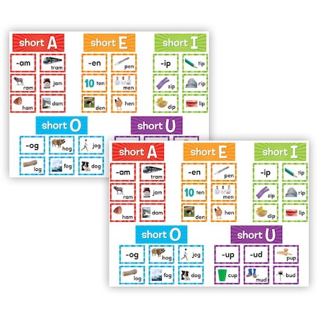 Teacher Created Resources Short Vowels Pocket Chart Cards, 205-Piece Set, 2PK TCR20850
