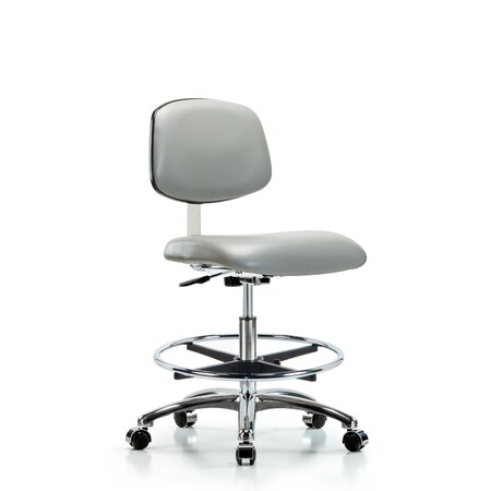 Blue Ridge Ergonomics Clean Room Chair Med Ben Chair, Vin, Chrm, CF, Cast, Dov, CL10, 22" to 29" Height, Vinyl, Dove BR-CLR-VMBCH-CR-CF-CC-8567