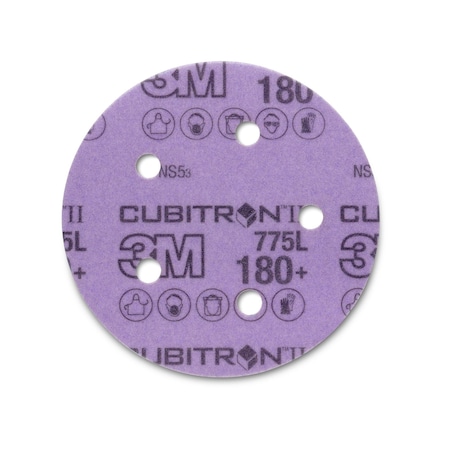 3M Cubitron 3M II Stikit Film Disc, 180+, 5 in x NH, D/F 5HL, Linered w/Tab, Die 500FH, 2000PK 775L