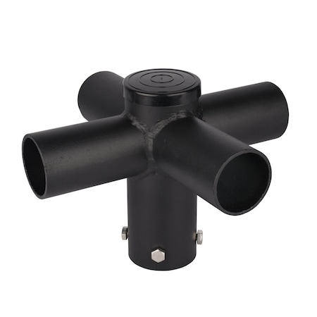 J&H Led 9 in. 90-Degree Quad Spoke Mounting Bracket Tenon Adapter for Round Outdoor Pole Lights JH-1QSB90-54C