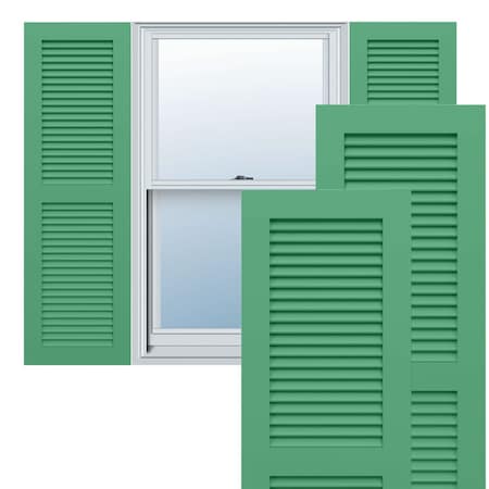 Ekena Millwork True Fit PVC, Two Equal Louver Shutters, Lilly Pads, 12W x 30H, PR TFP101LVF12X030LP