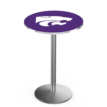 Holland Bar Stool Co 42" Stainless Steel Kansas State Pub Table, 36" dia. Top L214S4236KnsasS