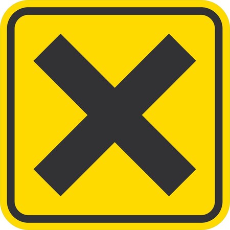 Lyle W2-1, Cross Road Symbol, 12x12, Diamond Grade, Yellow G-1932-DG_12x12