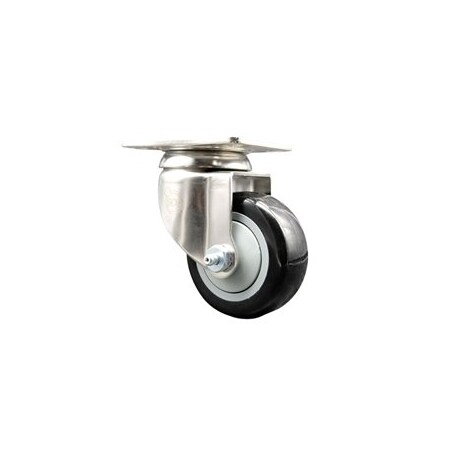 Service Caster 3.5 Inch 316SS Black Polyurethane Wheel Swivel Top Plate Caster SCC-SS31620S3514-PPUB-BLK