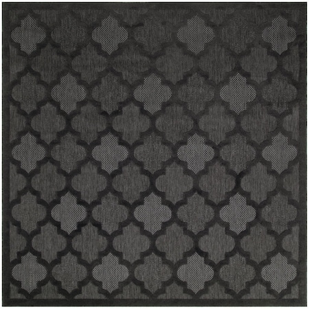 Homeroots 9' Charcoal And Black Square Trellis Indoor Outdoor Area Rug 545217