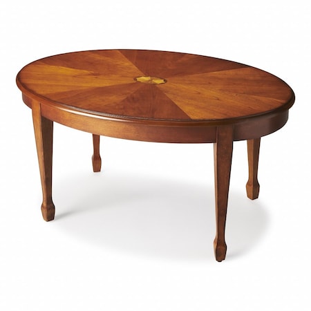 Homeroots 38" Brown Wood Oval Coffee Table 389917
