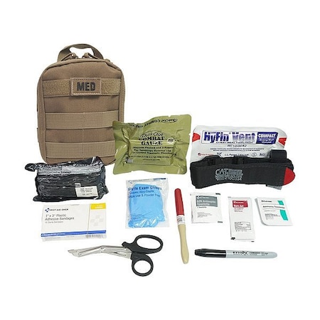 Elite First Aid Trauma Kit, Nylon Bag, 33 Components, 1 People Served FA182T-PRO-GR