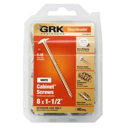 Ramset Wood Screw, #8, 1-1/2 in, Plain Steel 120670