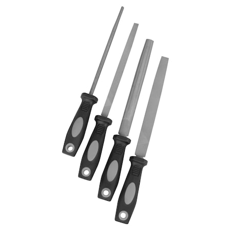 Performance Tool 4 pc. File Set, Metal Shaping Smoothing, Alloy Steel Blades, Round Flat W5392