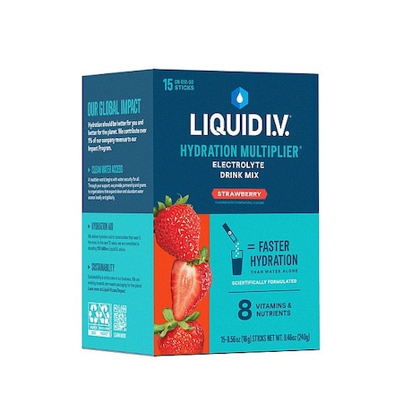 Liquid I.V. Sports Drink Mix, 0.6 oz, Strawberry, PK15 LVM-1502