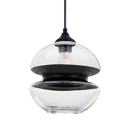 Besa Lighting Besa Hula 8 Outdoor Pendant, Clear/Black, Black Finish, 1x 60W MAX E26 Base OP-HULA8BK-BK