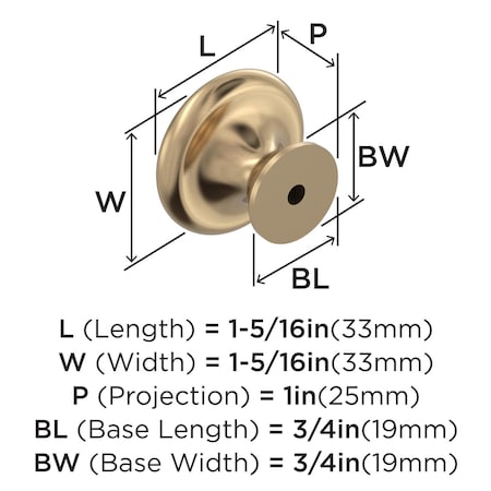 Amerock Inspirations 1-5/16 inch (33mm) Diameter Champagne Bronze Cabinet Knob, 10PK 10VMP1586CZ