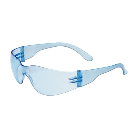 Bouton Optical Rimless Safety Glasses with Light Blue Temple, Light Blue Lens and Anti-Scratch Coating 250-01-5503