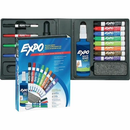 Expo Dry Erase Marker/Eraser/Cleaner Kit, Medium Assorted Tips/Colors, PK12 80054