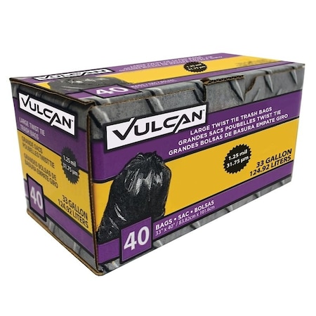 Vulcan Trash Bag, 33 gal, Black FG-03812-11