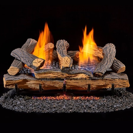 Duluth Forge Ventless Natural Gas Log Set - 24 in. Split Oak, 33,000 BTU, Remote Control DLS-N24R-1