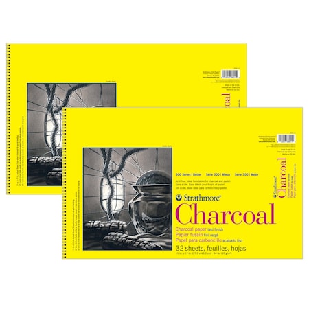 Strathmore 300 Series Charcoal Pad, Top Wire Binding, 32 Sheet, 11x17 inch, 2PK P330-11-1