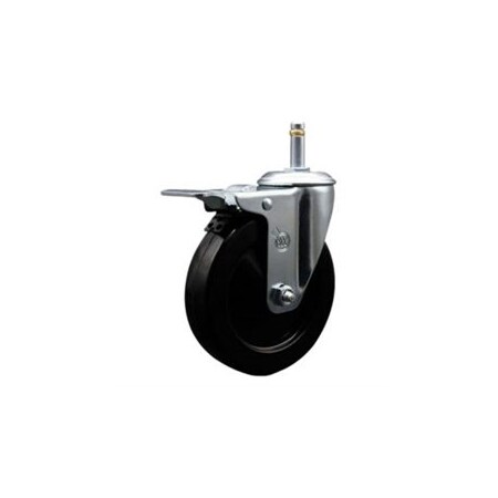 Service Caster 5'' Hard Rubber Wheel Swivel 7/16'' Grip Ring Stem Caster Total Lock Brake SCC-GRTTL20S514-HRS-716138