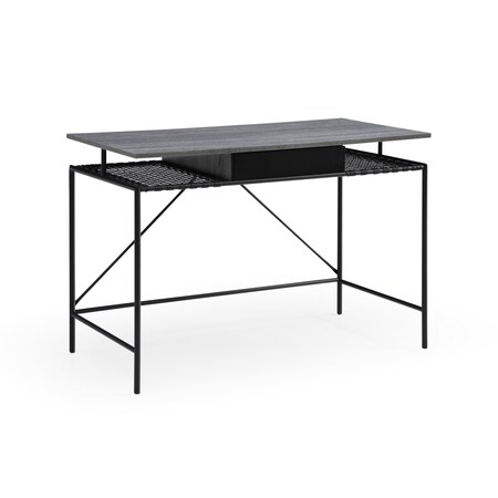 Homeroots 43" Gray and Black Writing Desk 543758