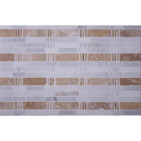 Apollo Tile 12x12 Eastern White, Beige Travertine Marble Polished Floor and Wall Mosaic Tile 5 sqft/case, 5PK APLKB88C02A