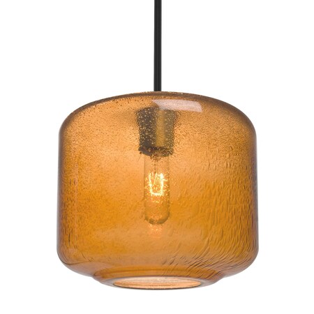 Besa Lighting Besa Niles 10 Stem Pendant, Amber Bubble, Black Finish, 1x 60W MAX E26 Base 1TT-NILES10AM-BK