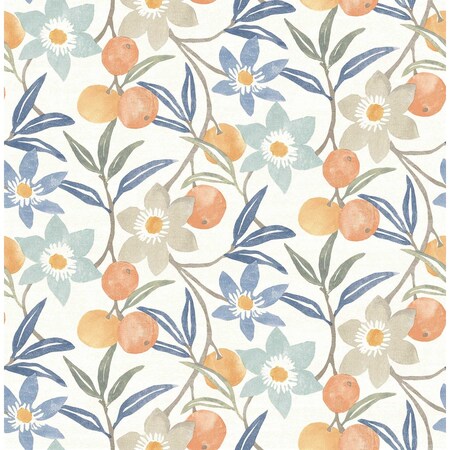 Chesapeake Passiflora Blue Fruit and Floral Wallpaper 4148-27448