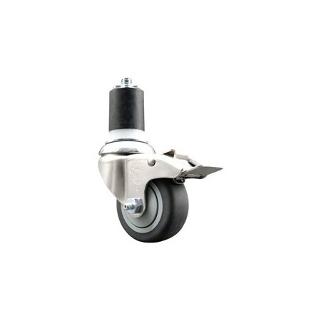 Service Caster 3.5 Inch 316SS Thermoplastic Rubber Swivel 1-3/4 Inch Stem Caster Lock Brake SCC SCC-SS316TTLEX20S3514-TPRB-134