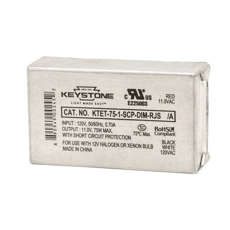 Keystone 75W Halogen Transformer, 11V output, 120V, with studs, Electronic KTET-75-1-SCP-DIM-RJS /A-CP