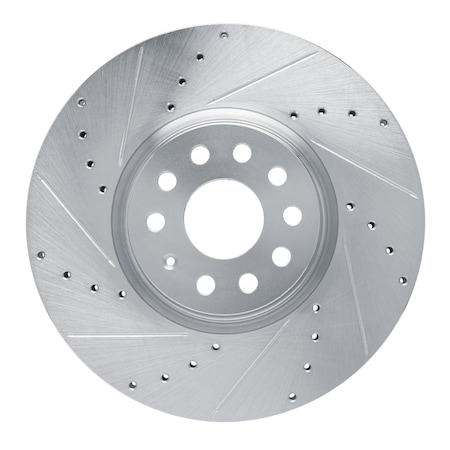 Dynamic Friction Co DFC Brake Rotor - Drilled and Slotted - Silver 631-74058L