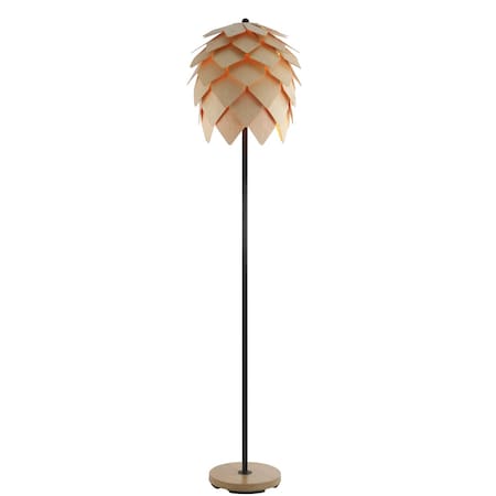 Jonathan Y Simon 63" Pinecone Wood/Metal LED Floor Lamp, Natural/Black JYL6124A
