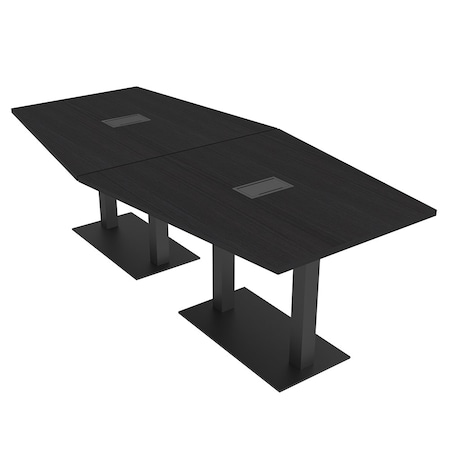 Skutchi Designs Hexagon Conference Table With Power Unit, 48 in W, 96 in L, Black HAR-HEX.IR-48X96-DOU.BK-U999ST19-EBLK