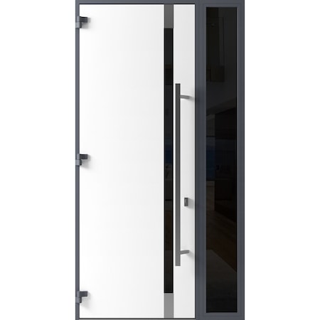 Vdomdoors Front Exterior Prehung Steel Door Ronex1011 Grey 96 Sidelight Exterior Window Sidelite Stainless RONEX1011EXD-GRE-W36+16xH96-RH-I