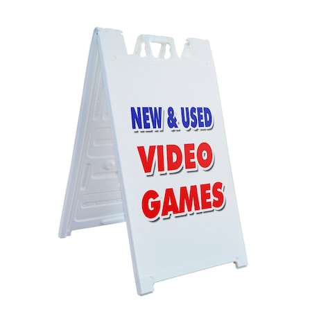 Signmission New & Used Video Games, A-Frame & 2 Sign Inserts, Heavy-Duty Plastic Frame SBHD-C-2436-New & Used Video Games