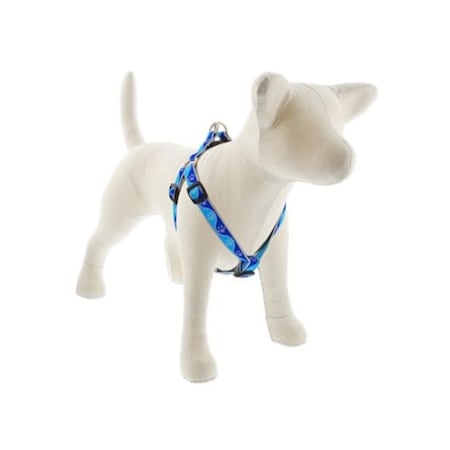 Lupine Pet Lupine 0.75 x 15 in.-21 in. Reflective Blue Paws Pattern Step-In Small Dog Harness 107767