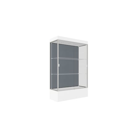 Ghent Lighted Floor Display Case 48x76x20, 12" Base, Satin 94LFBS-SN-WHT