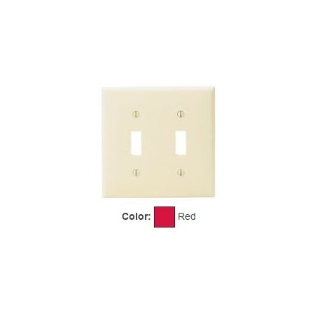 Leviton Switch Wallplate, Standard Size, Gang 2, Red 80709-R