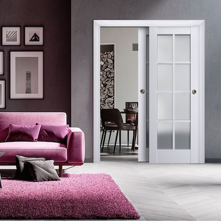 Sartodoors Sliding Closet Bypass Doors White Solid Core Modern Interior VEREGIO7412DBD-WS-36