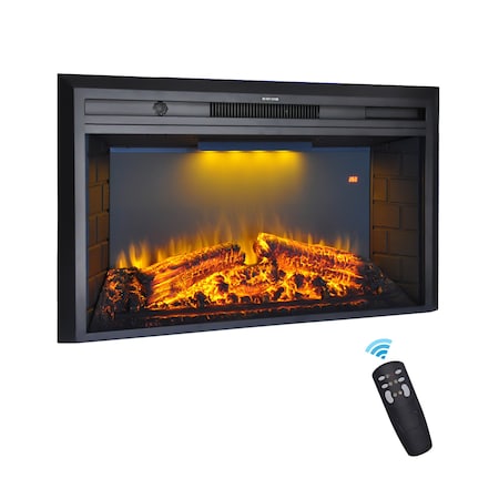 Edendirect 35.63-in W Black Wall mount LED Wall-mount Electric Fireplace with Remote Control Included ZR-EF33WT