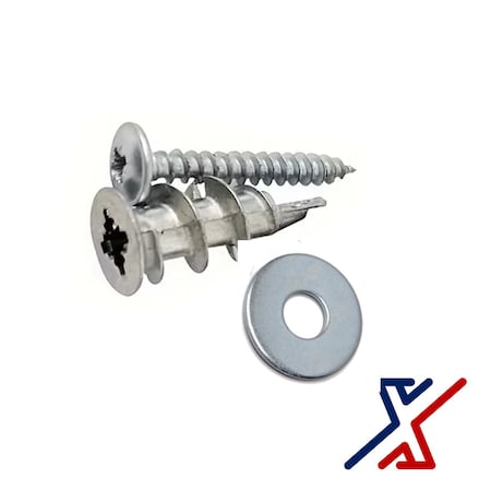 X1 Tools HD 1 5/16" Long Zinc Alloy Drywall Anchor w/ 1" Screw & Washer, 20 Sets, 20PK X1E-CON-ANC-DRY-6510x20