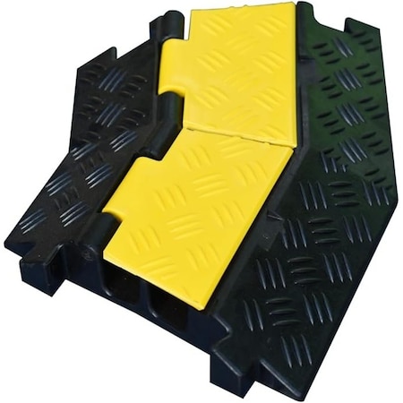 Kable Kontrol Cable Protector 45 Deg Right Turn, 2 Channel, Polyurethane/Rubber, Black, Yellow CP9897-RT
