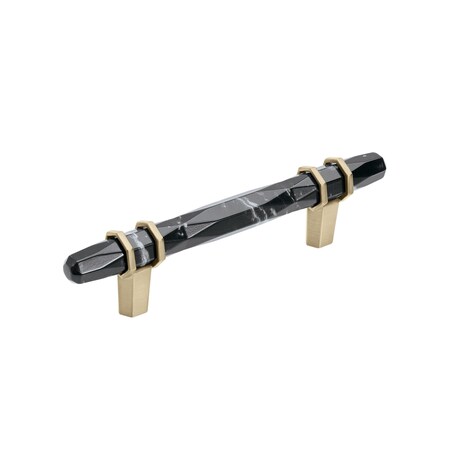 Amerock Carrione 3-3/4 in 96 mm Center-to-Center Marble Black/Golden Champagne Cabinet Pull BP36648MBKBBZ