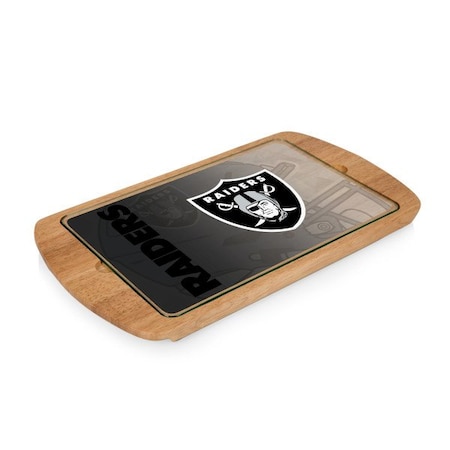 Picnic Time Family Of Brands NFL Las Vegas Raiders - Billboard Glass Top Serving Tray 911-01-505-234-2