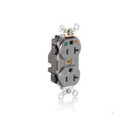 Leviton Straight Blade Receptacle, 5-20R, 20 A, 125V AC, Flush Mount, Isolated Ground M8300-IGG