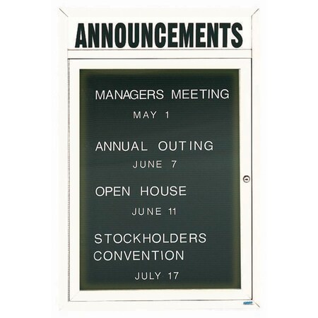 Aarco Illuminated Outdoor Enclosed Directory w/ Al Frame Header, Powder Coated White, 36''Hx24''W OADC3624HIW